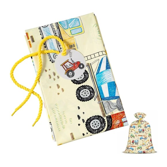 Loveinside Extra Large Plastic Gift Bag Construction Trucks 56 x 36-in Gift Tag - Picture 4 of 5